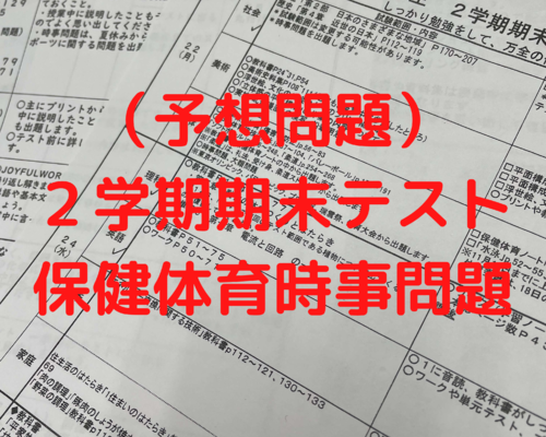 （予想問題） ２学期期末テスト 保健体育時事問題