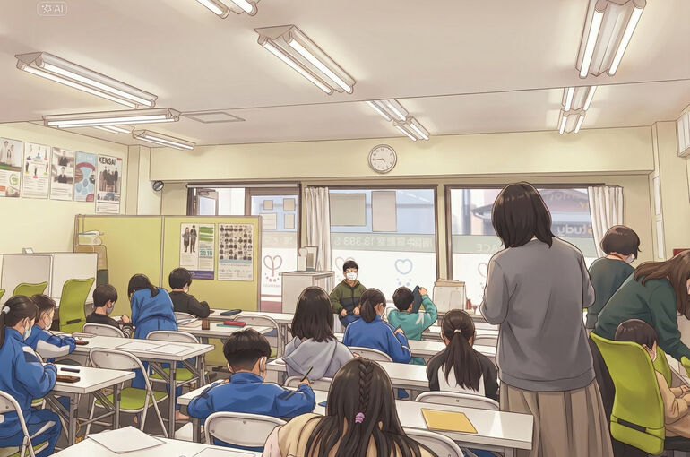 ソロバン授業風景アニメ風