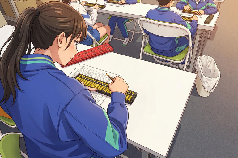 女の子そろばん姿アニメ風2