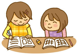 勉強する姉妹